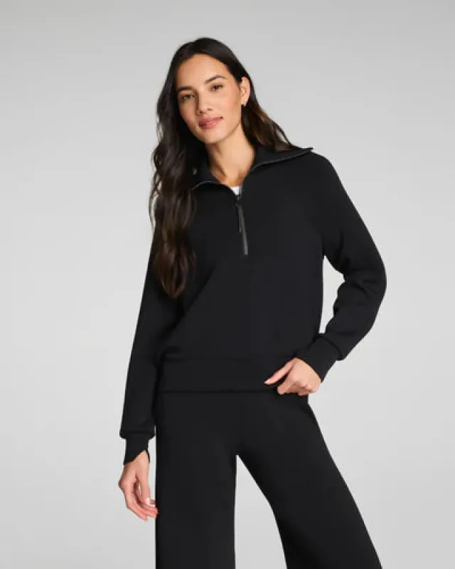 SPANX AirEssentials Lightweight Half Zip Sweatshirt | Black made by SPANX
