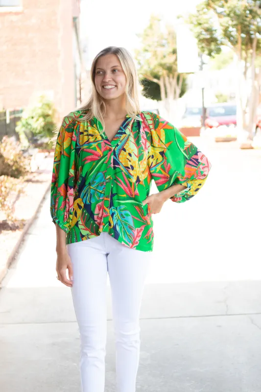 Tropical Button Top made by Karlie