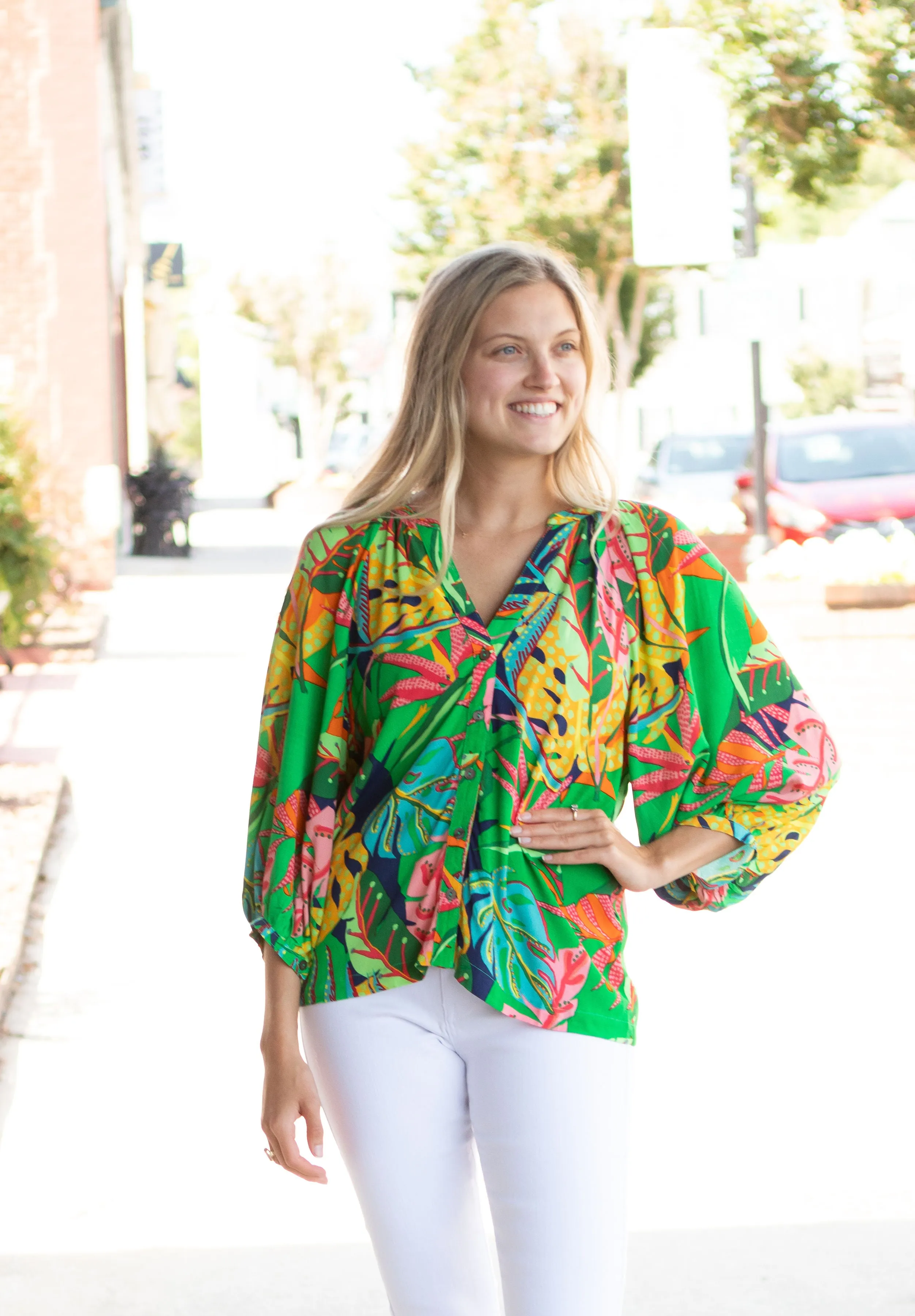 Tropical Button Top sold by Belletique product image thumbnail 3