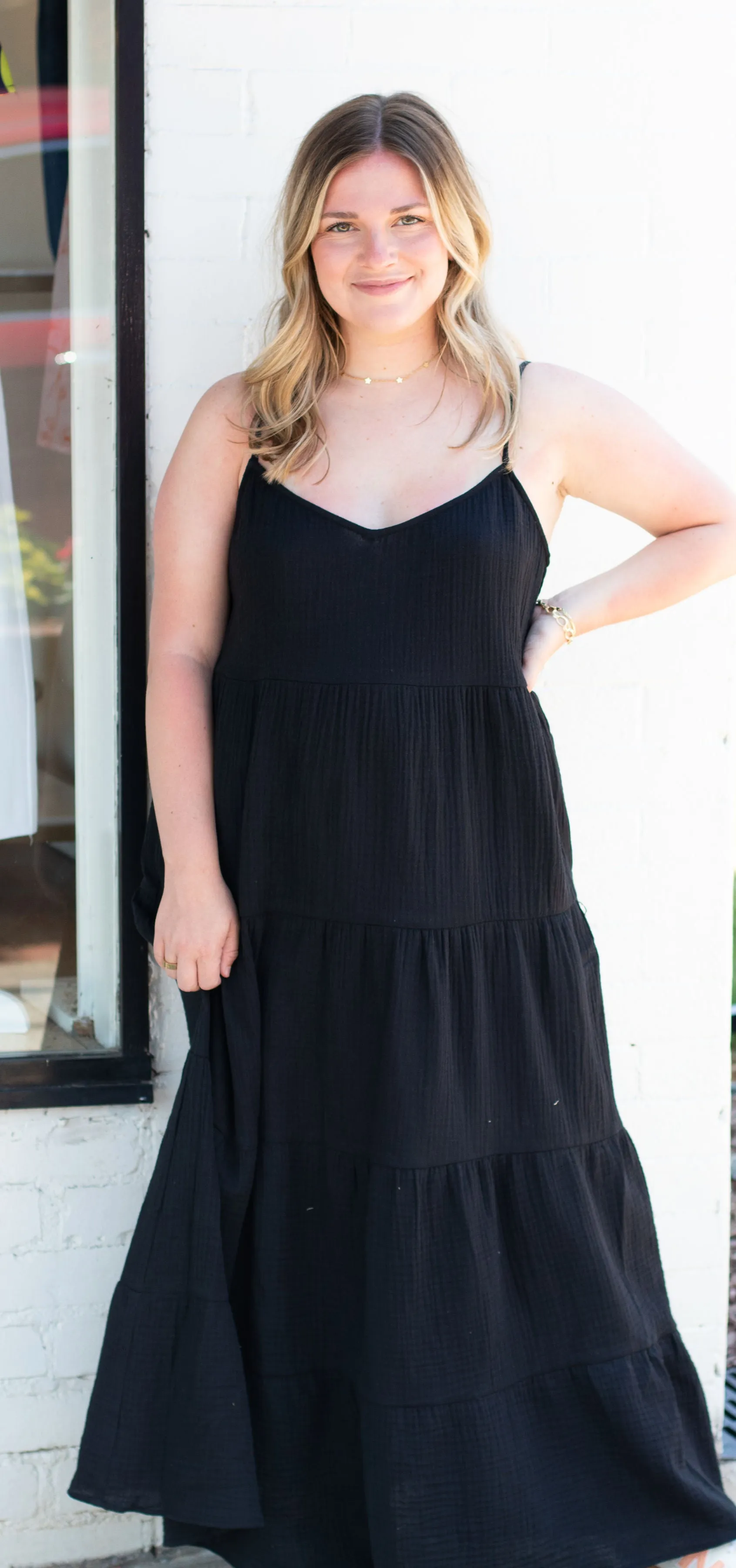 Caroline Maxi Dress | Black Gauze sold by Belletique product image thumbnail 2