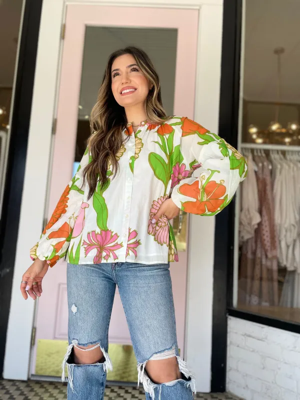 Emory Blouse | Mod Floral Melon made by Belletique