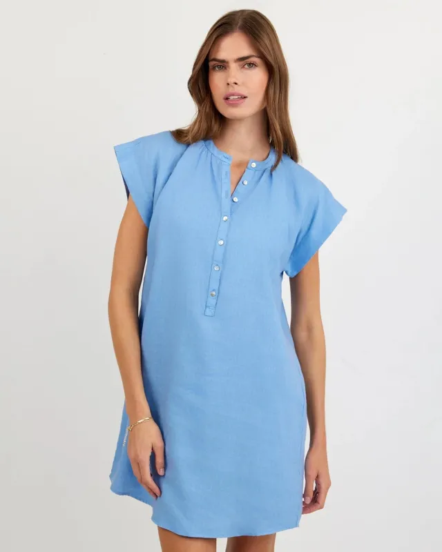 Cap Sleeve Henley Dress | Tidal Blue made by Bella Dahl