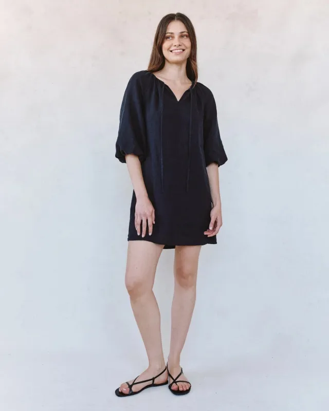 Pullover Puff Sleeve Dress | Black made by Bella Dahl