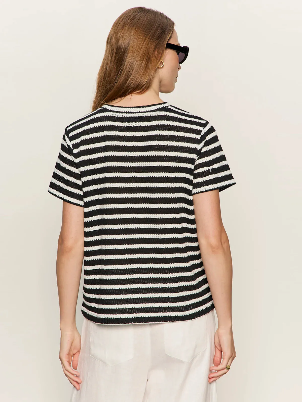 Perfect Textured Tee | Black/Chalk Stripe sold by Belletique product image thumbnail 2