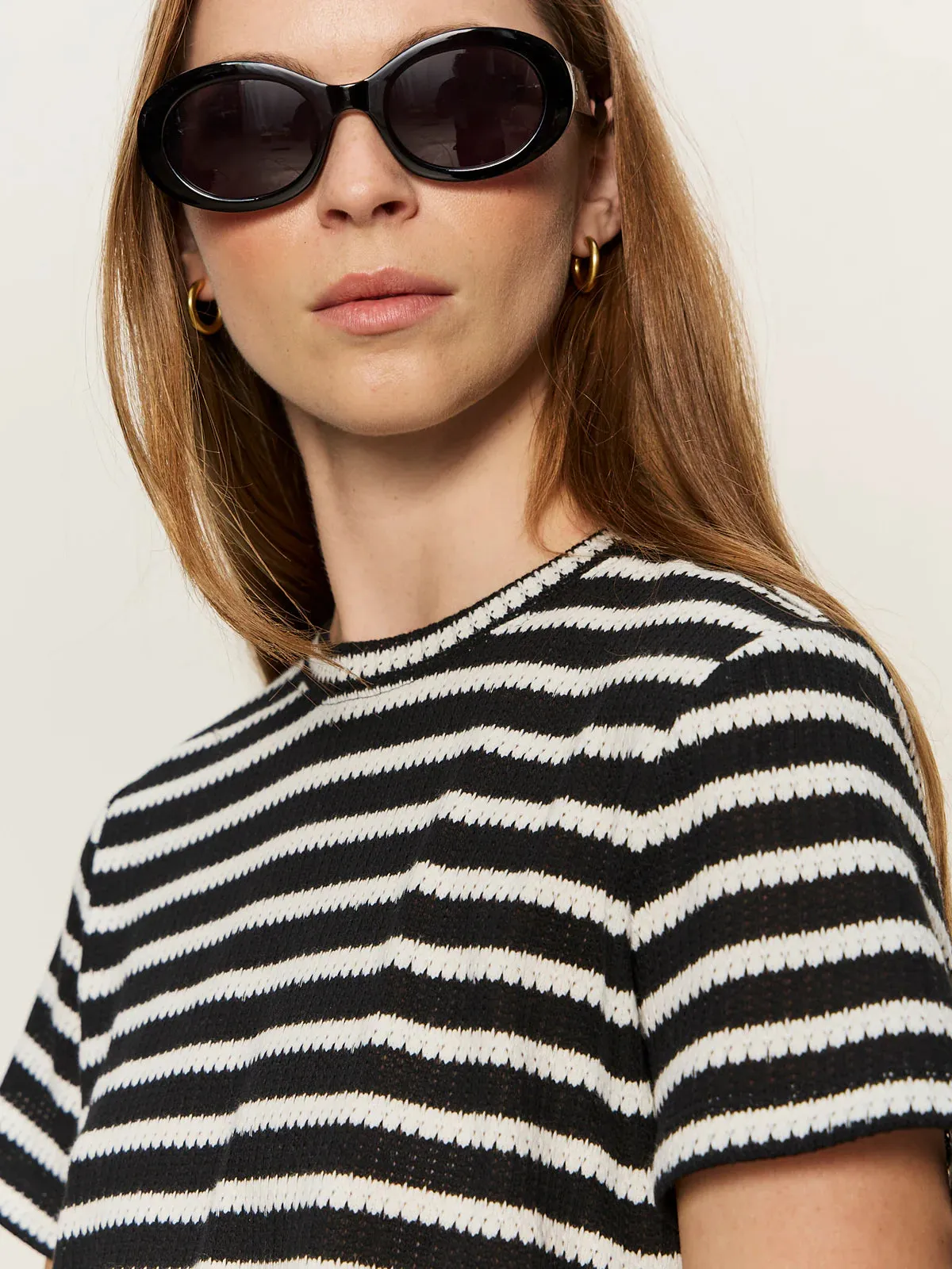 Perfect Textured Tee | Black/Chalk Stripe sold by Belletique product image thumbnail 3