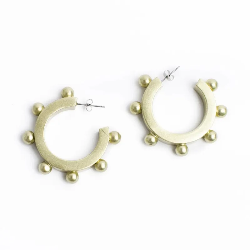 Gold Metallic Bead Hoop Earrings made by Sunshine Tienda
