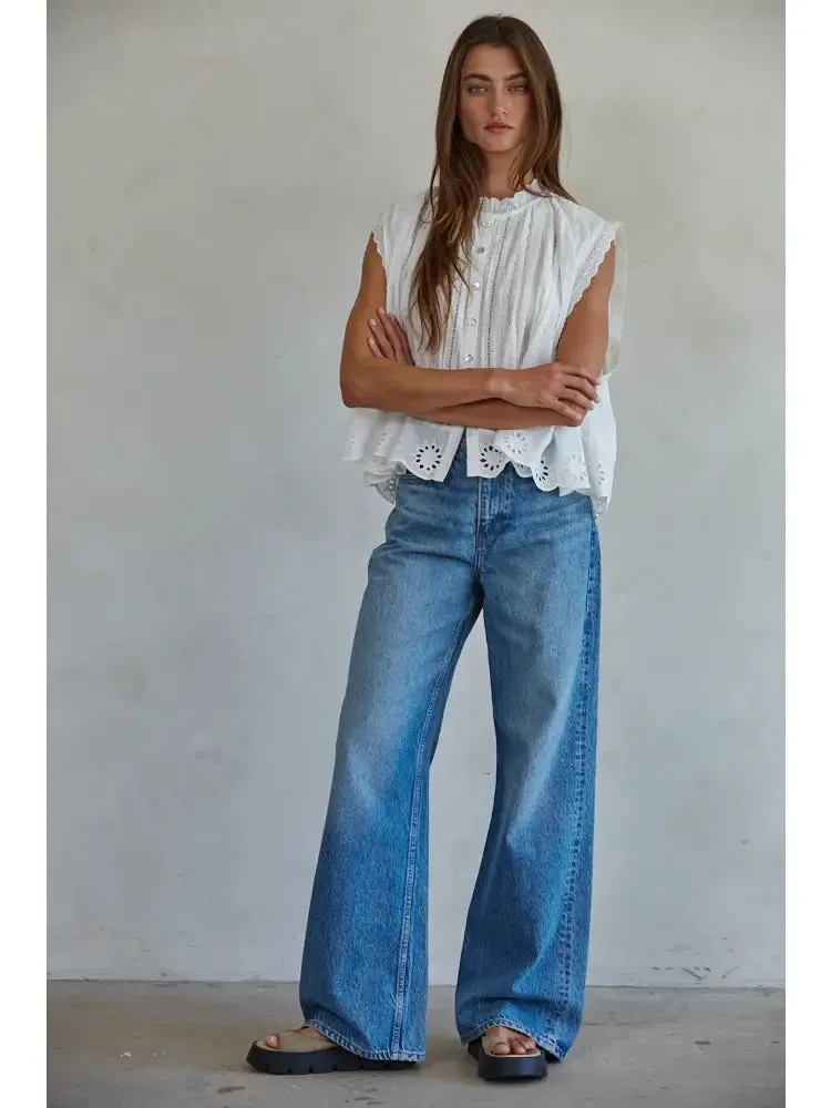 Eyelet Sleeveless Top | White sold by Belletique product image thumbnail 4