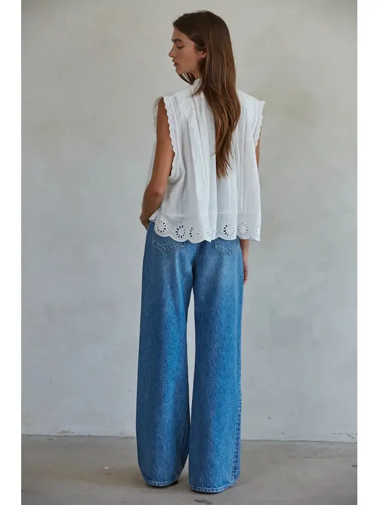 Eyelet Sleeveless Top | White sold by Belletique product image thumbnail 3