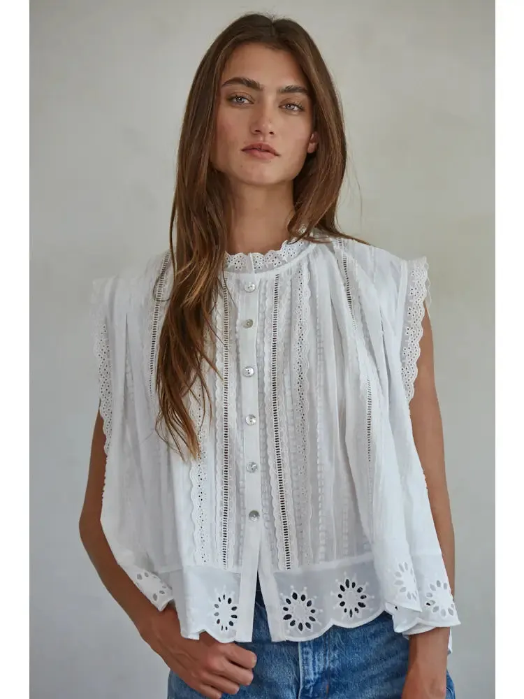 Eyelet Sleeveless Top | White sold by Belletique product image thumbnail 2