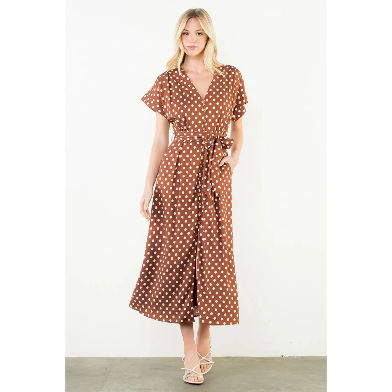 Polka Dot Dress | Chocolate sold by Belletique