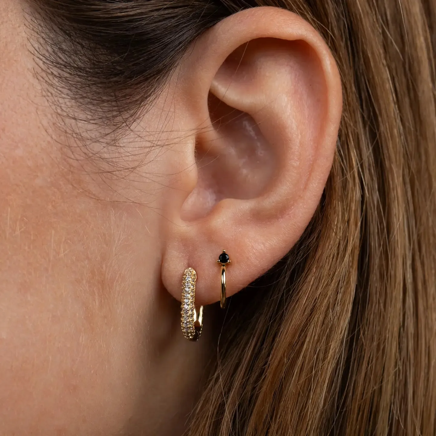 Gold Hoop Pave Earrings sold by Belletique product image thumbnail 2