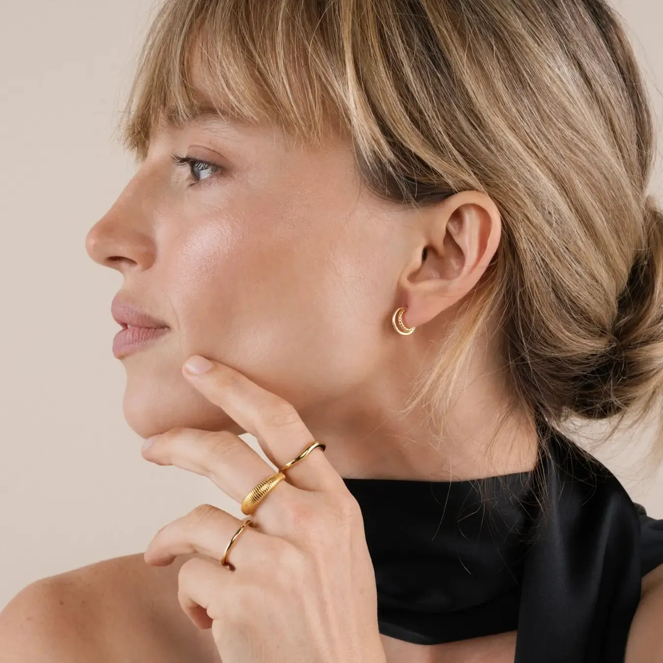 Gold Hoop Double Earrings sold by Belletique product image thumbnail 2