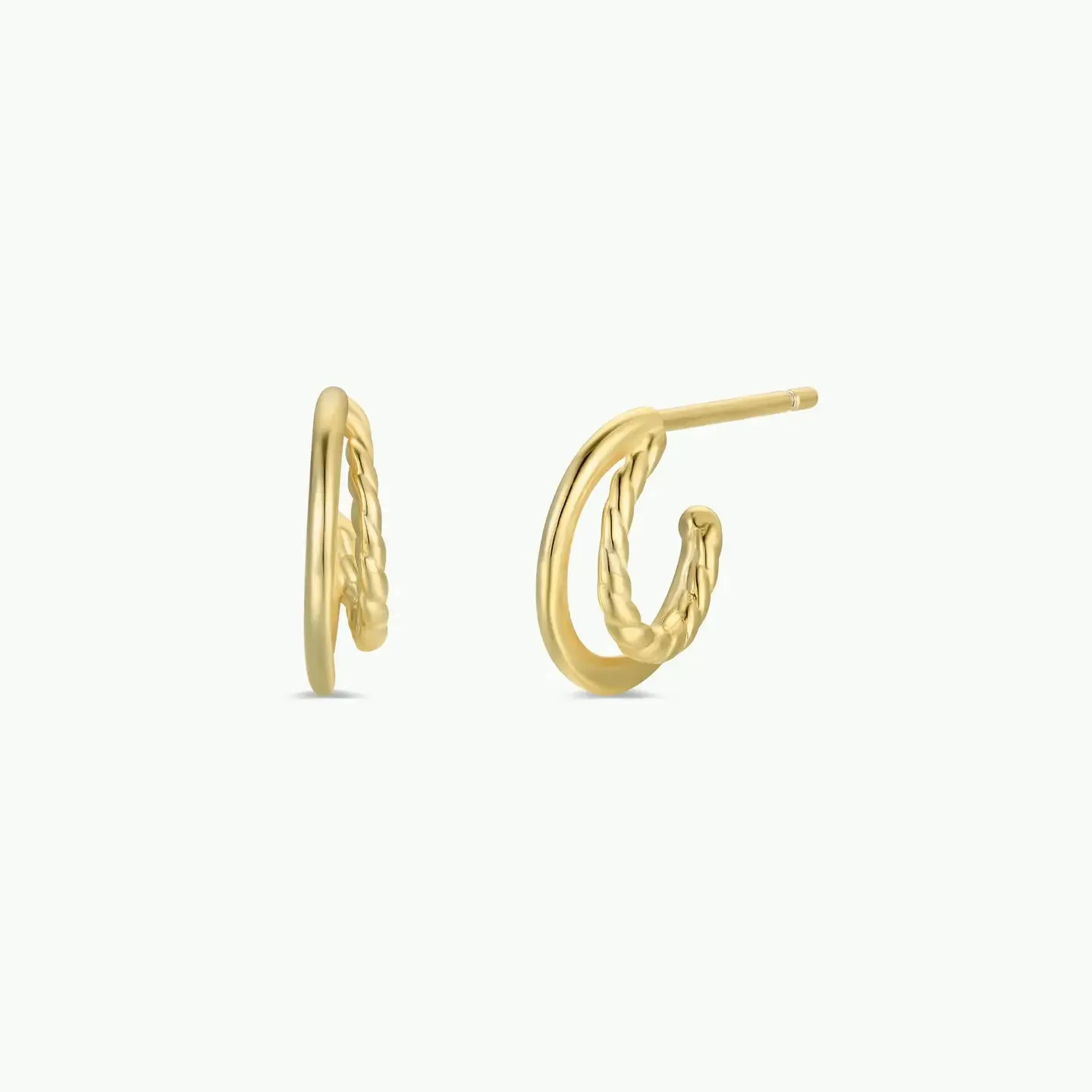 Gold Hoop Double Earrings sold by Belletique