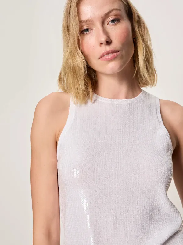 Summer Shine Sequin Shell | White made by Sanctuary