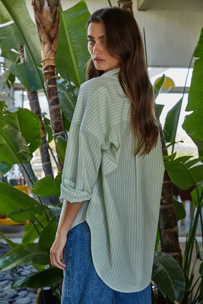 Striped Button Down Shirt | Lime sold by Belletique product image thumbnail 3