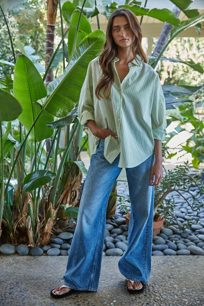 Striped Button Down Shirt | Lime sold by Belletique product image thumbnail 2