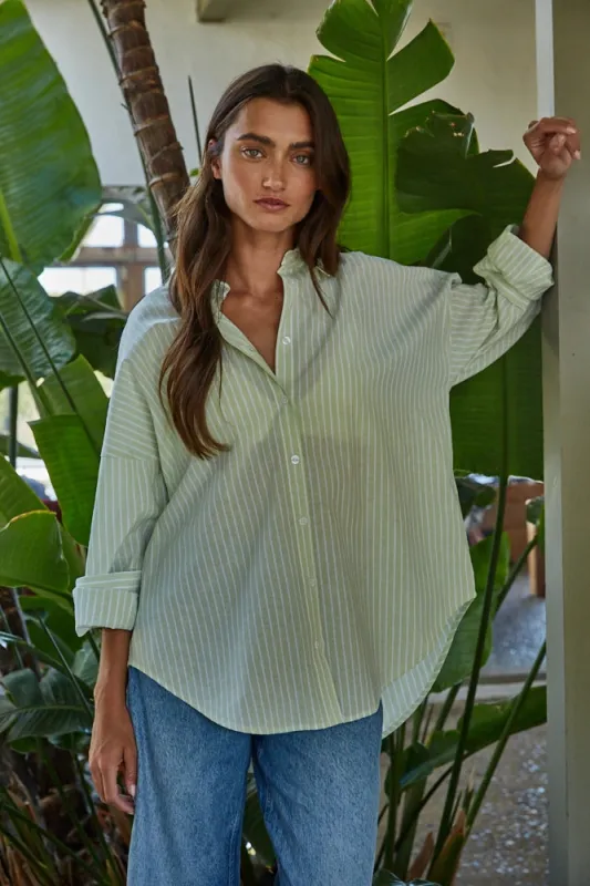 Striped Button Down Shirt | Lime made by Belletique