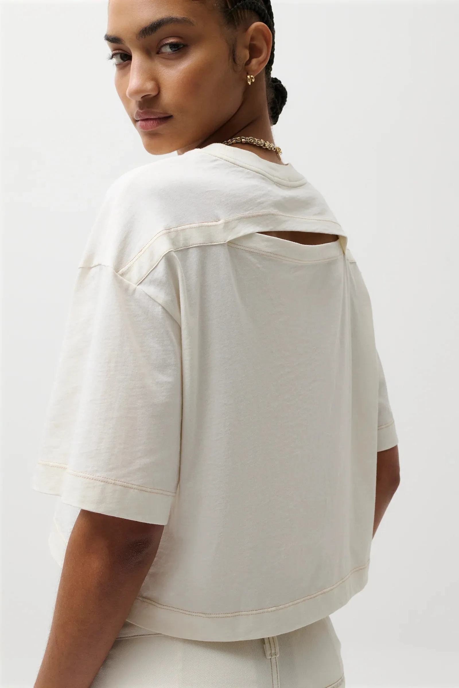 Mae Cropped Tee | Soft White sold by Belletique product image thumbnail 2