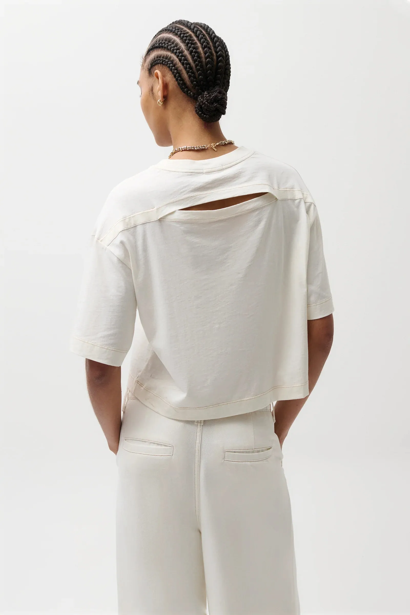 Mae Cropped Tee | Soft White sold by Belletique product image thumbnail 4