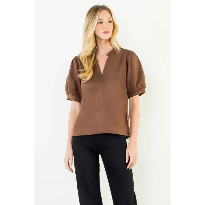 Faux Suede Top | Brown made by THML
