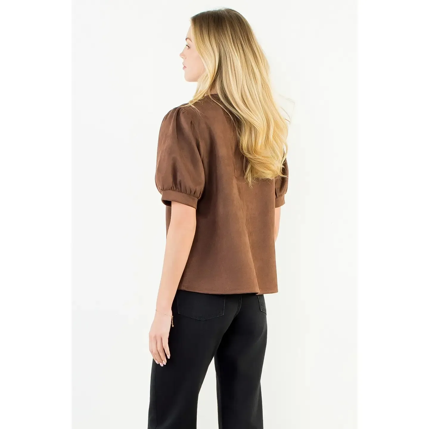 Faux Suede Top | Brown sold by Belletique product image thumbnail 2