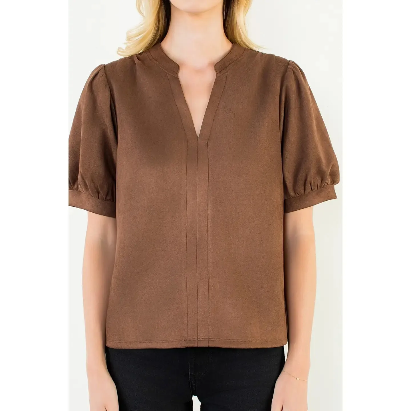 Faux Suede Top | Brown sold by Belletique product image thumbnail 4