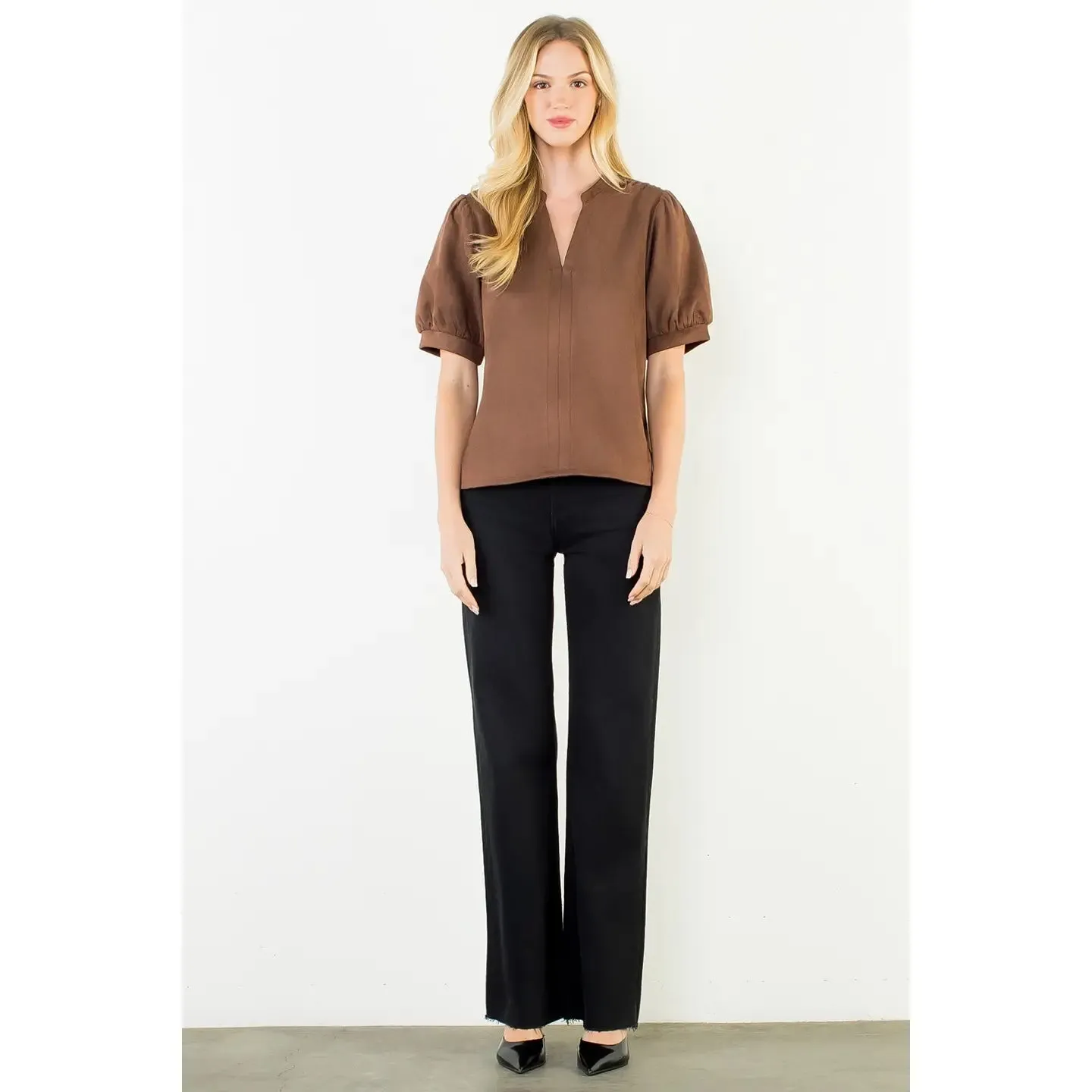 Faux Suede Top | Brown sold by Belletique product image thumbnail 3