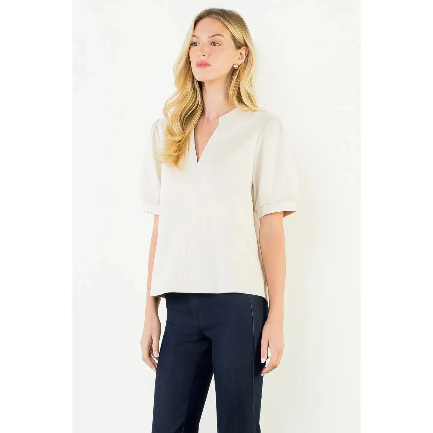 Faux Suede Top | Cream sold by Belletique product image thumbnail 3