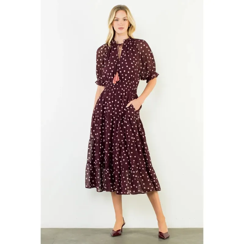 Polka Dot Dress | Burgundy made by THML