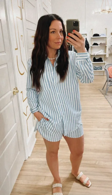 Ellen Blue Stripe Set sold by Belletique