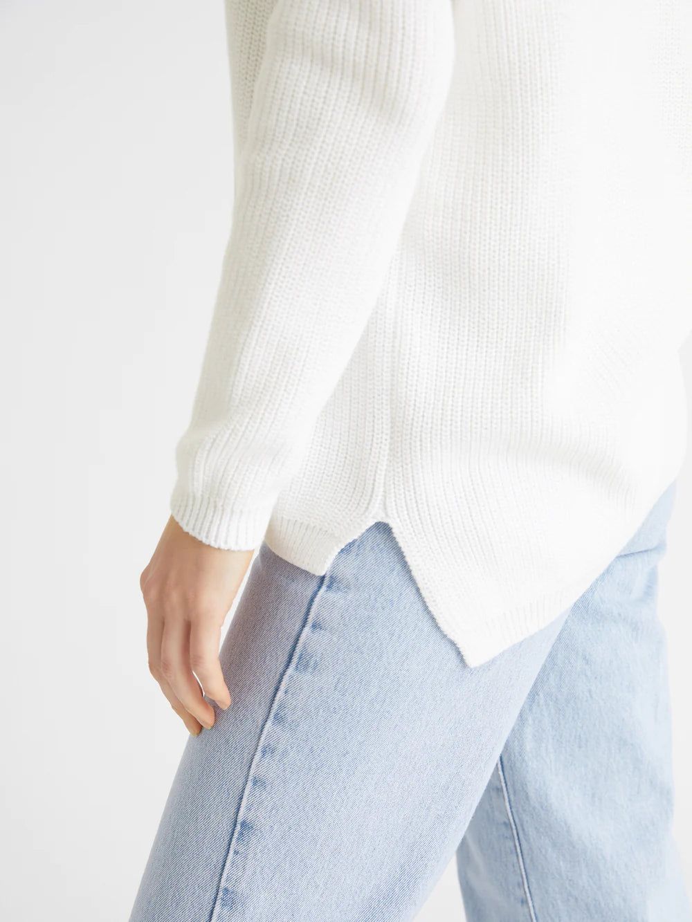 Emma Crewneck Shaker Stitch Sweater | Chalk sold by Belletique product image thumbnail 3