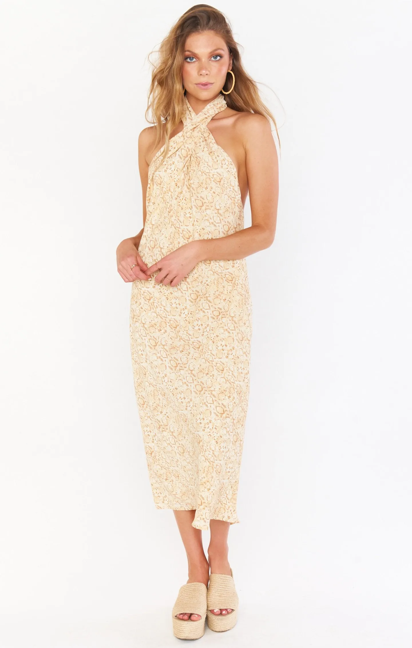 Jasmine Halter Midi Dress | Desert Snake sold by Belletique