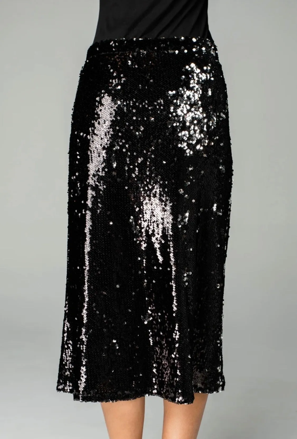 Sequin MIDI Skirt | Black sold by Belletique product image thumbnail 3