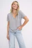 Sophia Pocket V Neck Tee | Heather Grey sold by Belletique