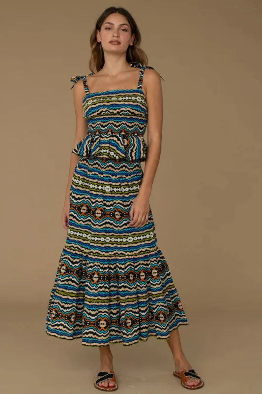 Izzy Skirt Dress | Ikat Stripe sold by Belletique
