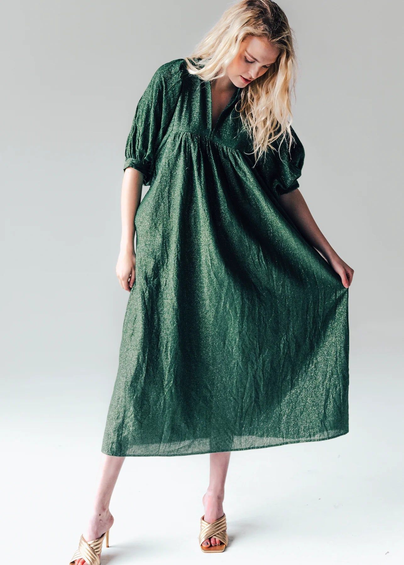 High Neck Midi | Emerald Sparkle sold by Belletique product image thumbnail 2