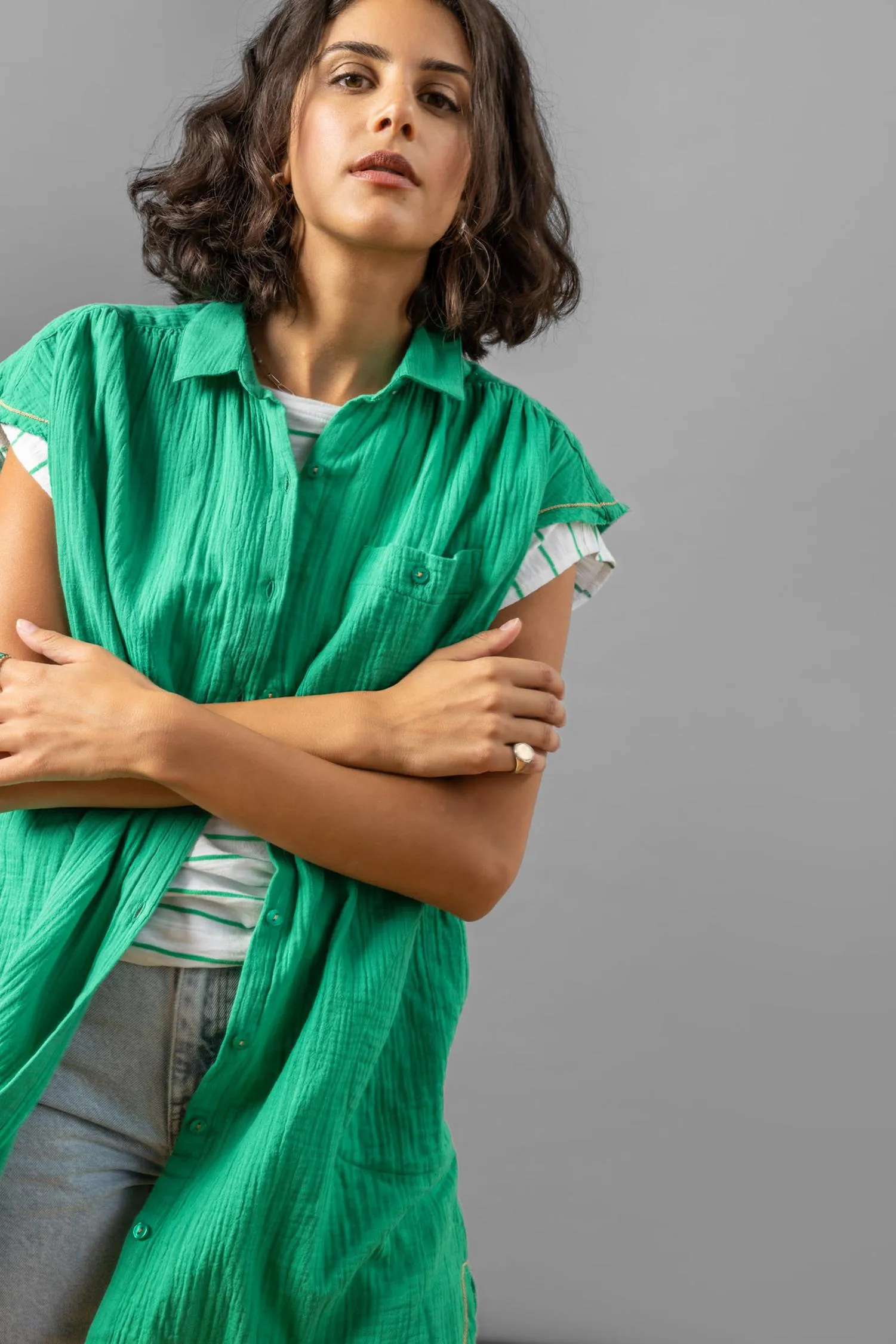 Short Sleeve Button Down Dress | Garden sold by Belletique product image thumbnail 3