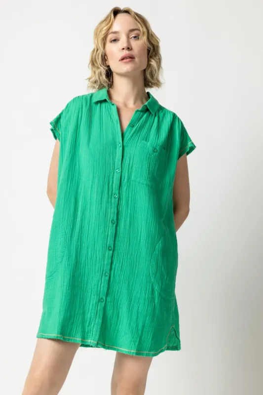 Short Sleeve Button Down Dress | Garden sold by Belletique