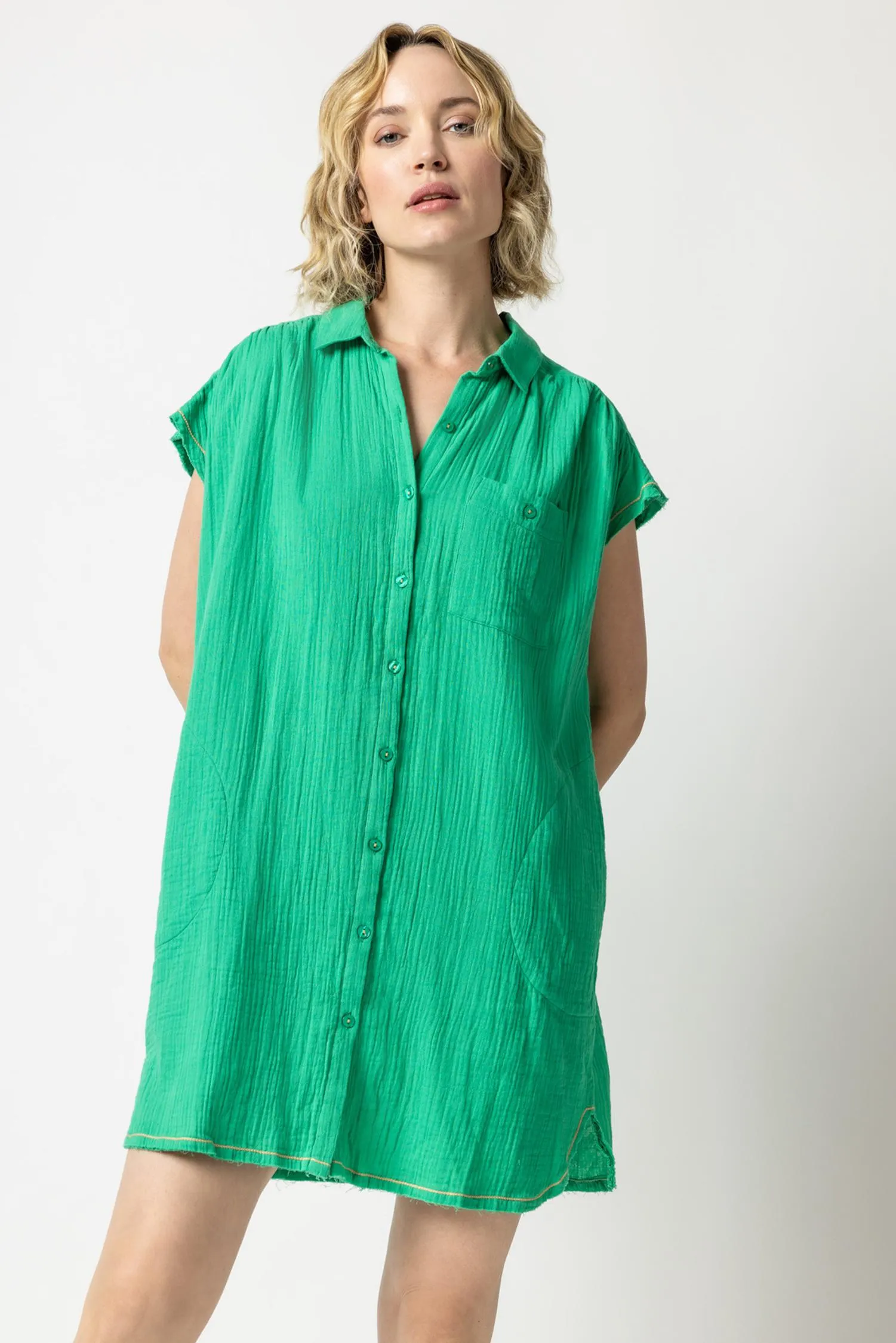 Short Sleeve Button Down Dress | Garden sold by Belletique