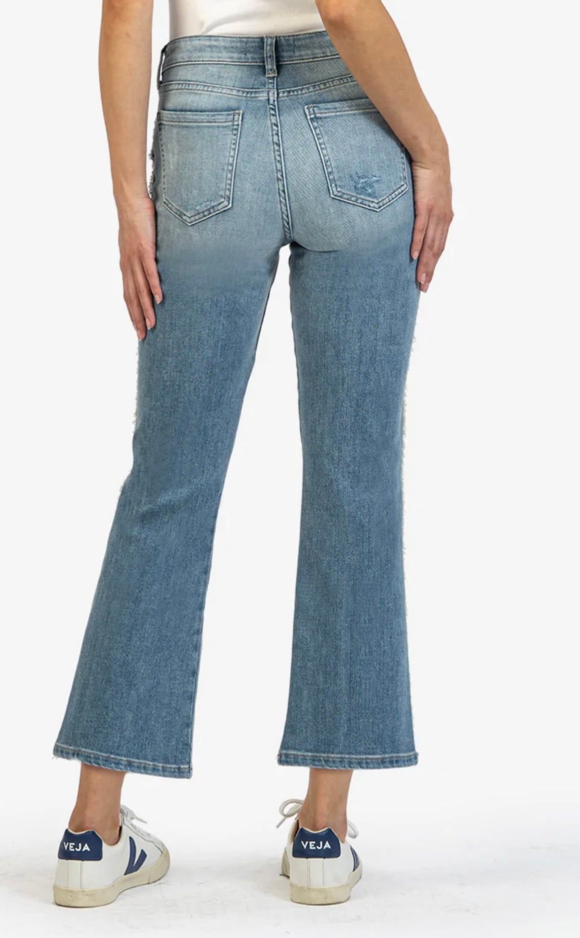 Kelsey High Rise Fab Ab Ankle Flare with Side Edge Fray | Generated Wash sold by Belletique product image thumbnail 3