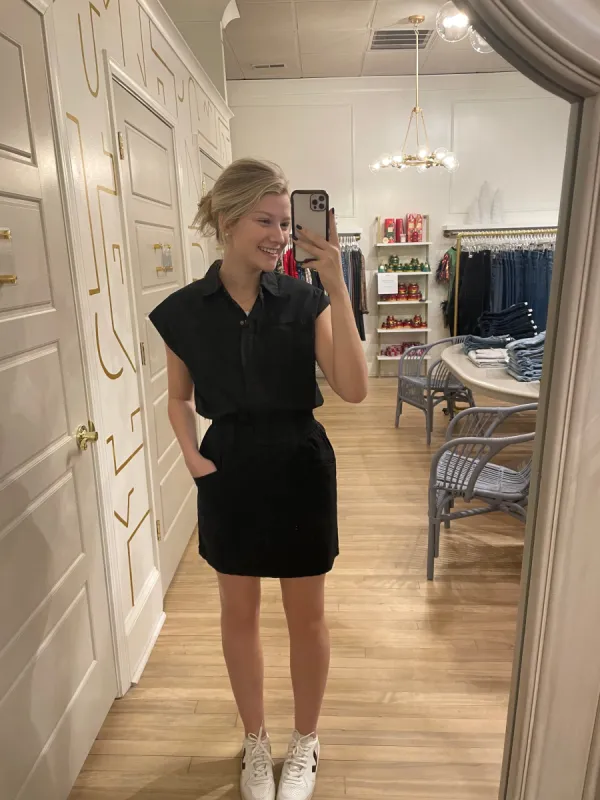 Rosie Mini Dress Smocked Waist Dress | Fade to Black sold by Belletique
