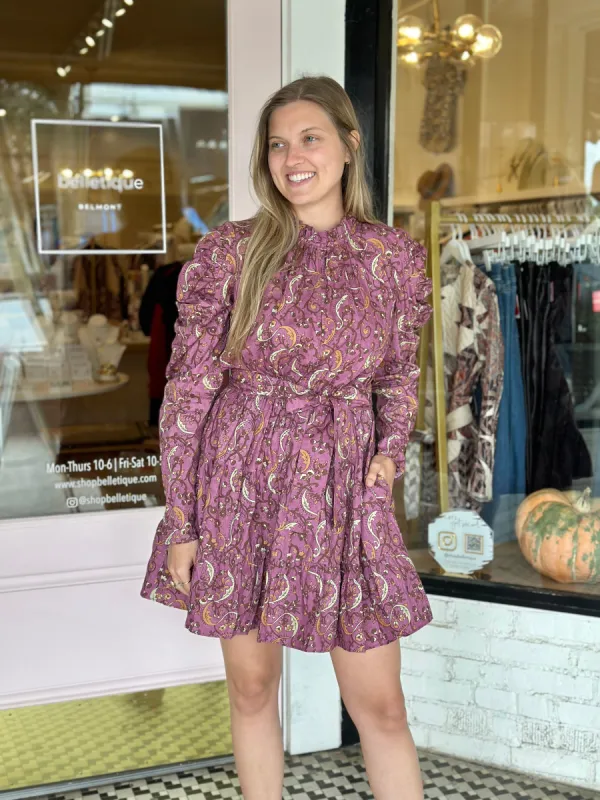 Elizabeth Dress | Purple Paisley sold by Belletique
