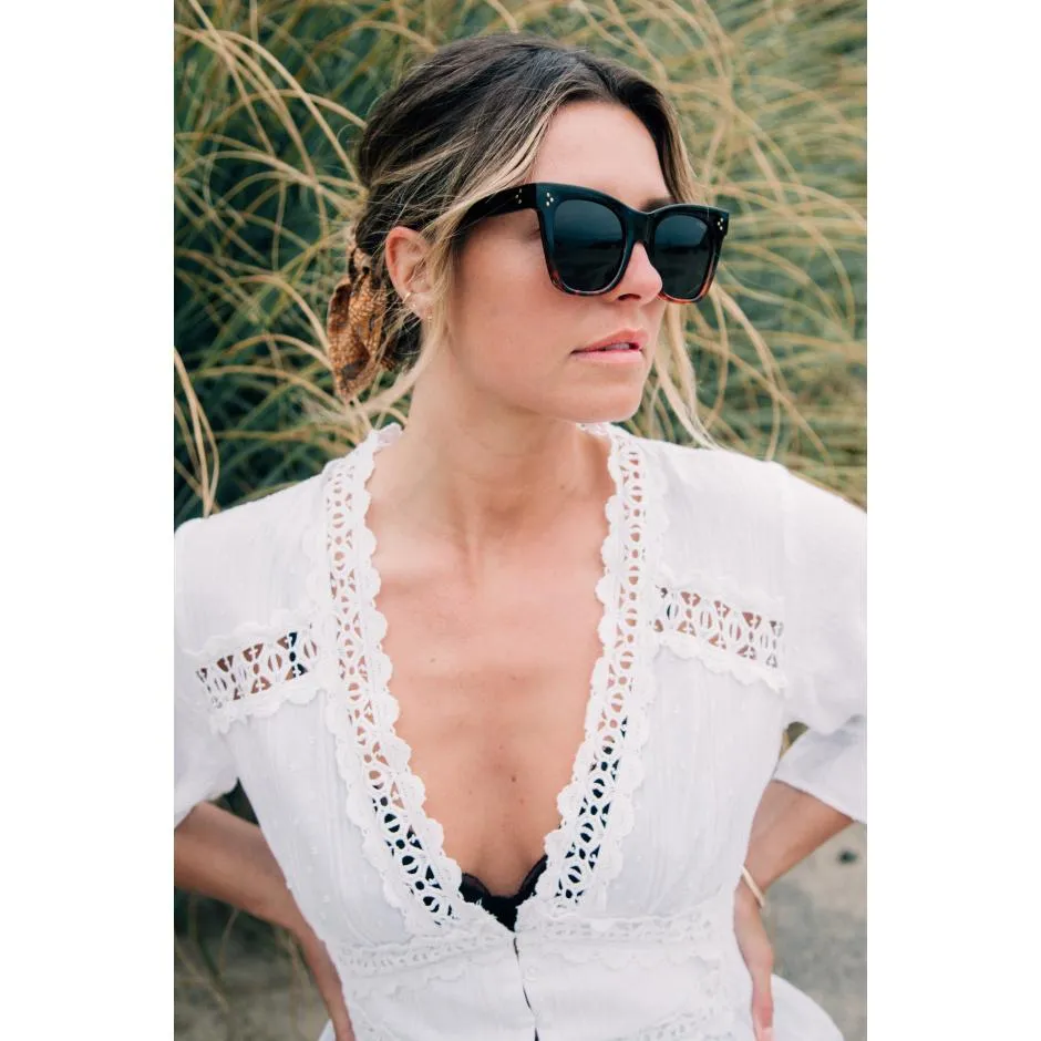 Stevie Sunglasses | Black Tortoise/Smoke Polarized sold by Belletique product image thumbnail 3