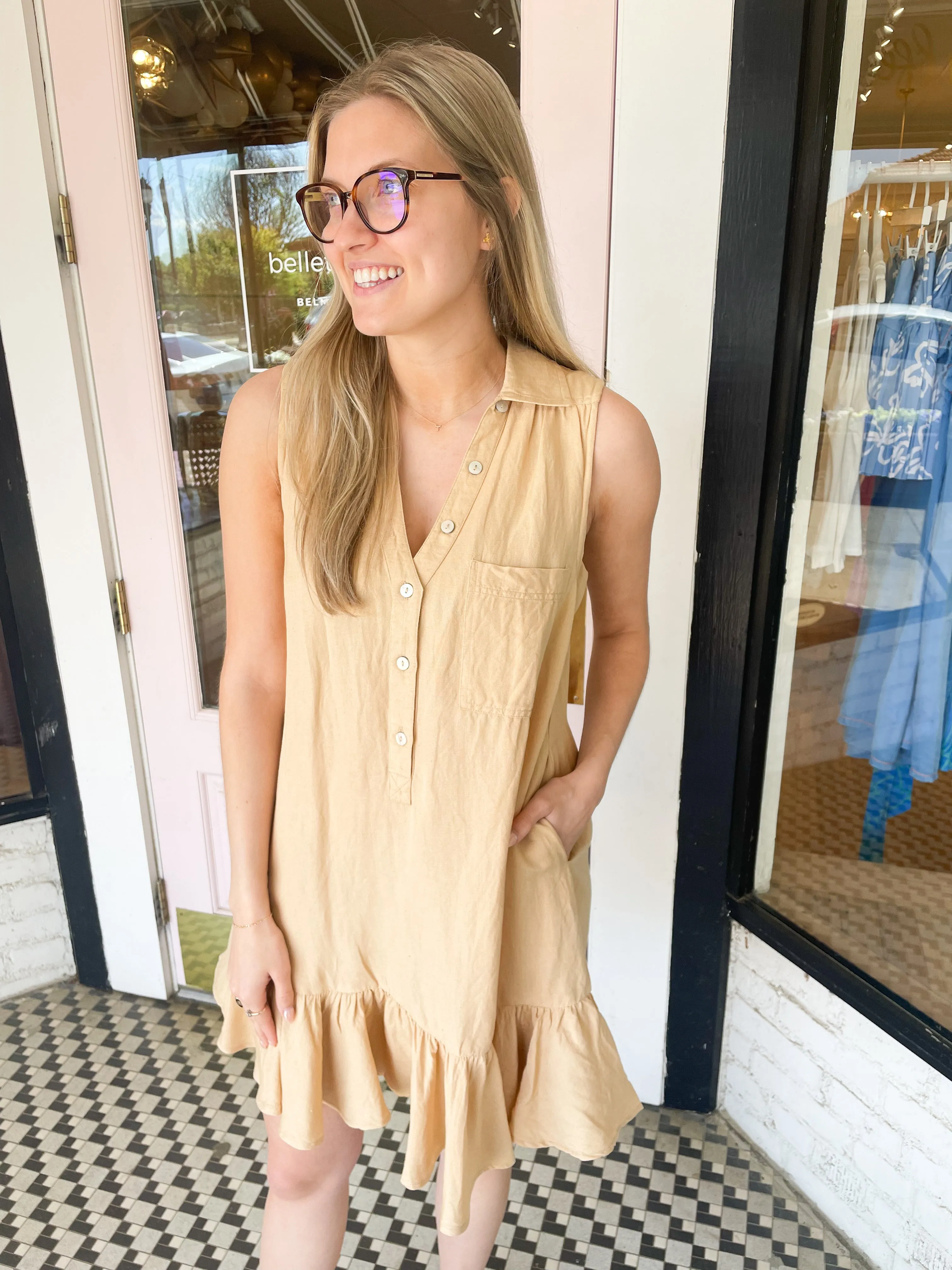 Lillian Dress | Taupe sold by Belletique product image thumbnail 3