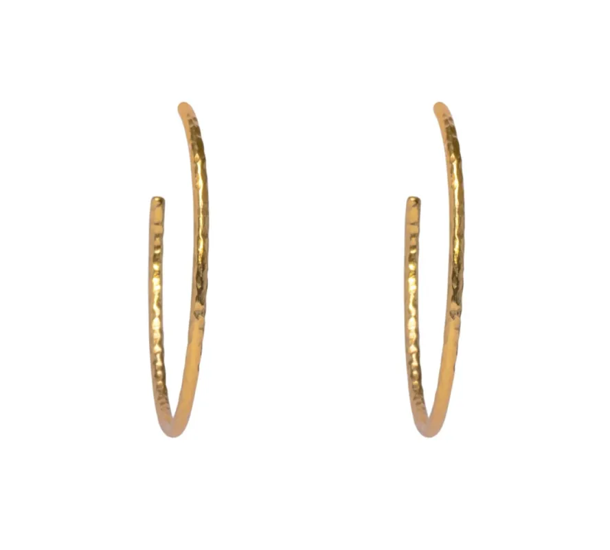 Gold Hammered Hoop Earrings sold by Belletique