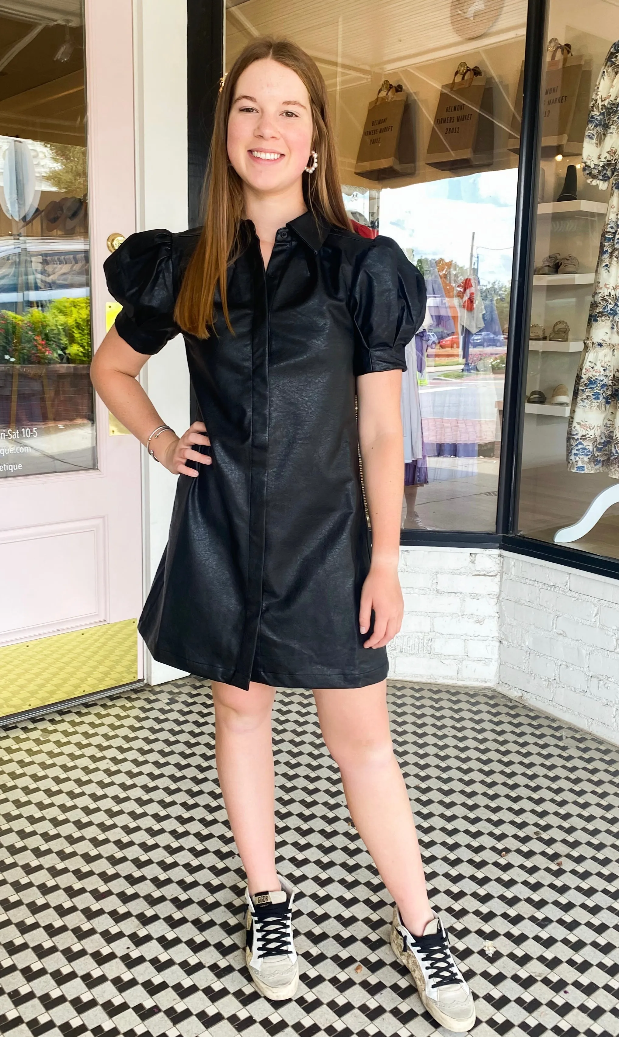 Vegan Leather Mini Dress | Black sold by Belletique product image thumbnail 2