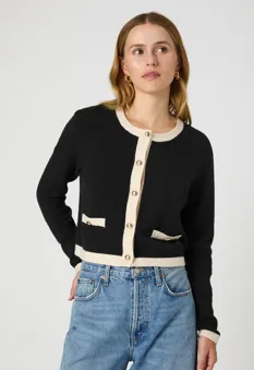 Vhari Contrast Cardigan | Black/Classic Cream sold by Belletique product image thumbnail 2