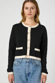 Vhari Contrast Cardigan | Black/Classic Cream sold by Belletique product image thumbnail 3
