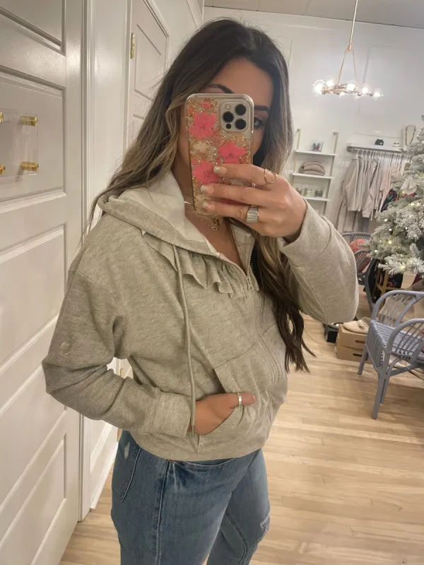 Zip Hoodie | Ash Beige sold by Belletique