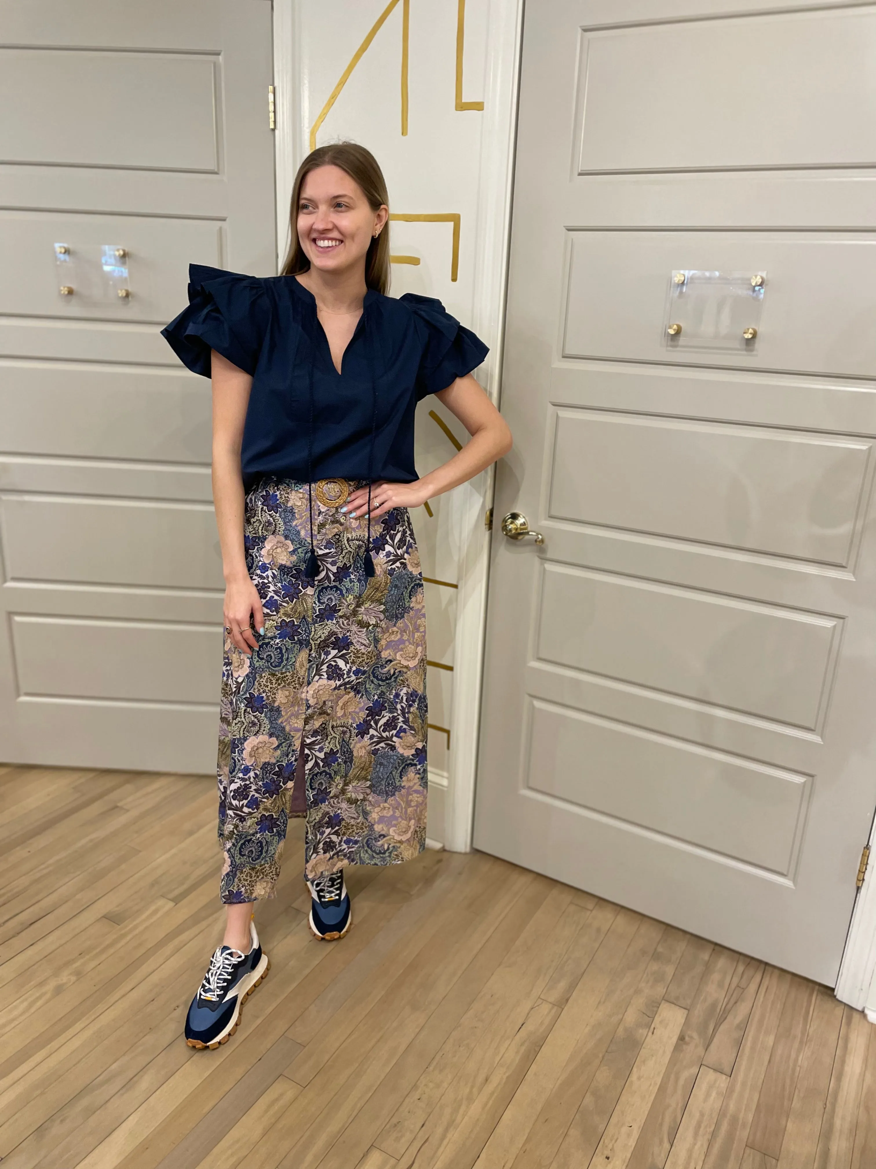 Gabriel Top | Navy Poplin sold by Belletique product image thumbnail 2